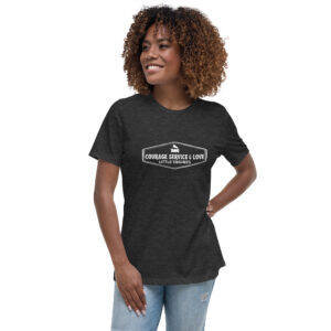 Little Engines "Courage, Service & Love" Emblem - Women's Relaxed T-Shirt (Dark Colours)