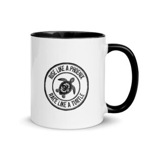 Rise Like a Phoenix, Race Like a Turtle logo Mug with Color Inside