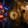 A split image showing the contrast between aggressive advertising noise and a genuine human connection over coffee.