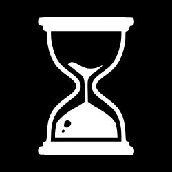 An hourglass icon with sand running through it, representing that time is passing and the moment to start living more true to yourself is now.