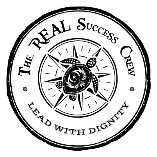 The REAL Success Crew logo with the tagline "Lead with Dignity," representing the membership community dedicated to living and working more true to yourself.