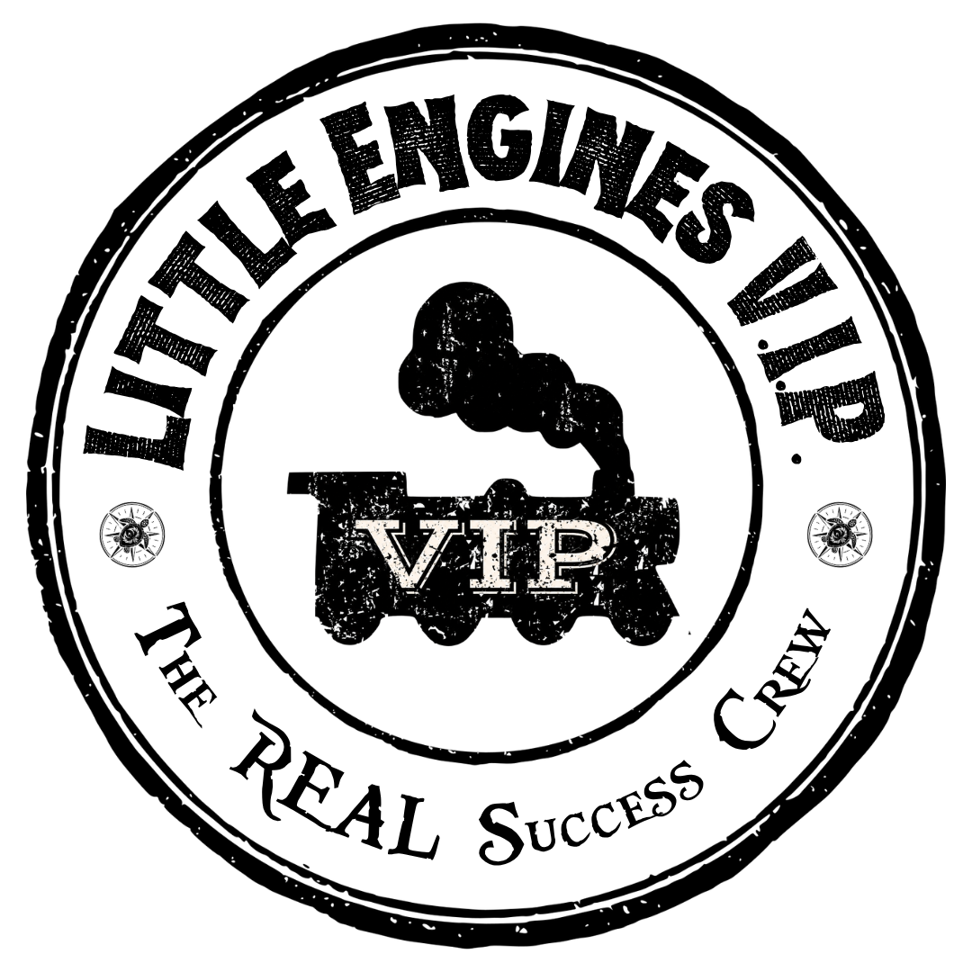 The Little Engines VIP (REAL Success Crew) emblem representing the membership dedicated to living and working more true to yourself.